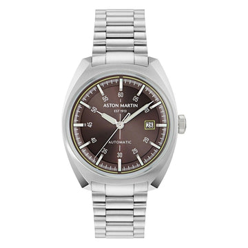 Aston Martin TS2 Men's 41mm Automatic Silver Bracelet Watch - Brown Dial