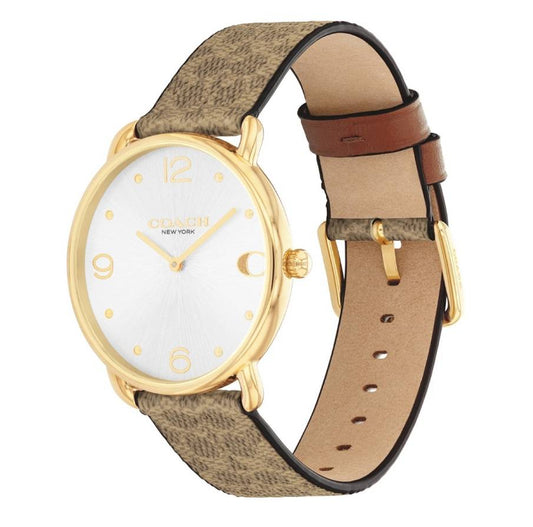 Coach Elliot Women's 36mm Brown Strap Watch - White Dial