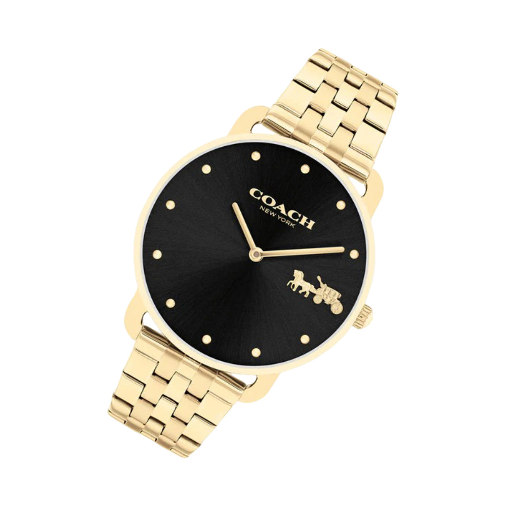 Coach Women's 36mm Elliot Gold Bracelet Watch - Black Dial