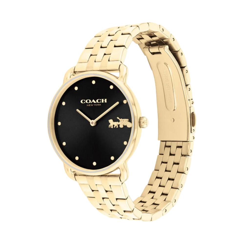 Coach Women's 36mm Elliot Gold Bracelet Watch - Black Dial