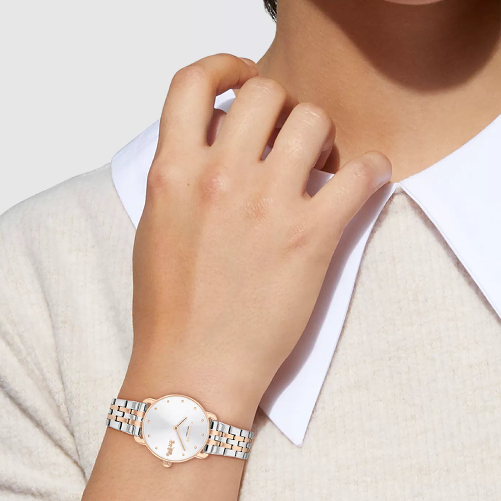 Coach Elliot Women's 28mm Two-Tone Bracelet Watch - Silver Dial