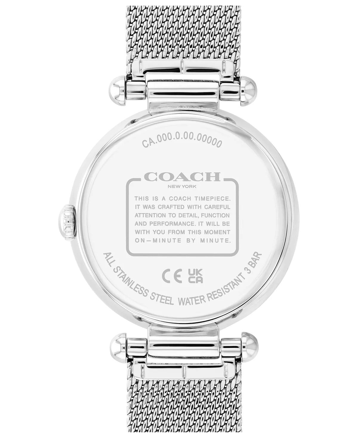 Reloj Coach Cary de 34 mm con malla de herradura y detalles de cristal, esfera plateada, para mujer, plateado 