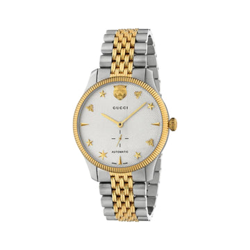 Gucci G-Timeless Men's 40mm Two Tone Bracelet Watch - Silver Dial