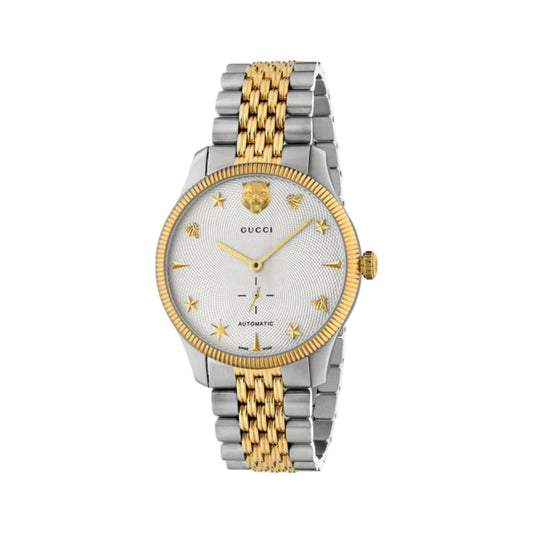 Gucci G-Timeless Men's 40mm Two Tone Bracelet Watch - Silver Dial