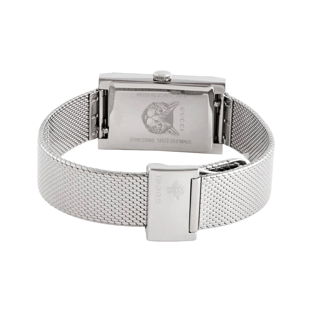 Gucci G-Frame Women's 35mm Silver Bracelet Watch - Green/Red Dial