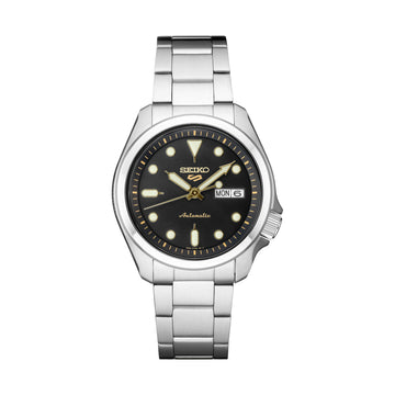 Seiko Men's 5 Sports 40mm Automatic Silver Bracelet Watch - Black Dial
