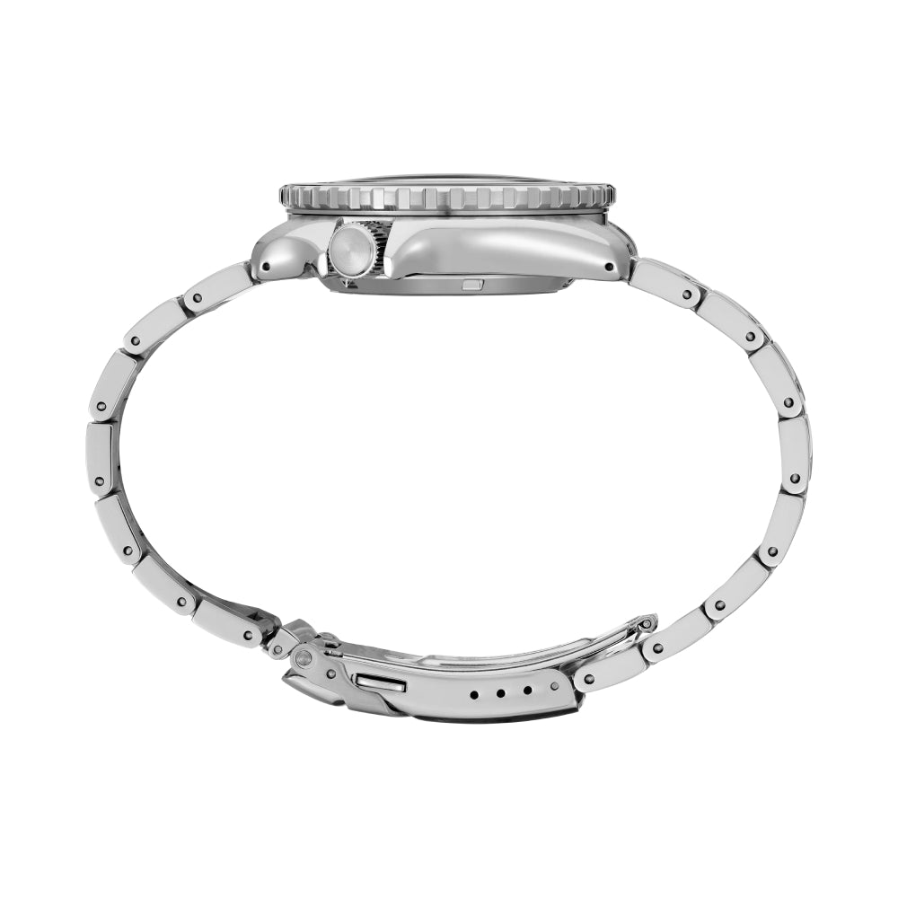 Seiko 5 Sports Men's 42.5 mm Silver Bracelet Watch - Black Dial