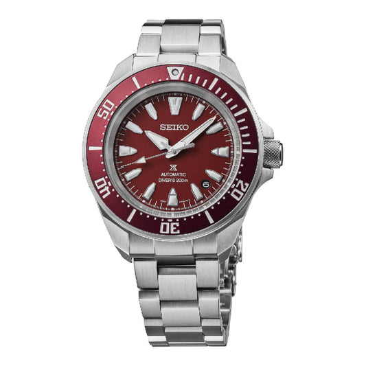 Seiko Prospex Automatic Diver Men's 41.7mm Bracelet Watch - Red Dial
