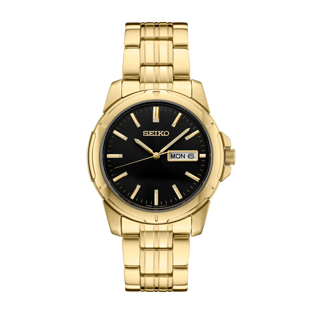 Seiko Essentials Men's 39.6 mm Gold Bracelet Watch - Black Dial