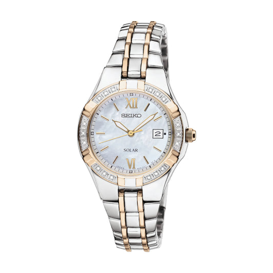 Seiko Diamond Women's 27mm Two-Tone Bracelet Watch - White Dial