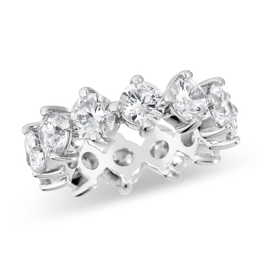 Anna Zuckerman Anastasia 88 Women's 6 ct. Diamond Crystalline Eternity Ring in Platinum-Plating over 925 Sterling Silver - Size 8