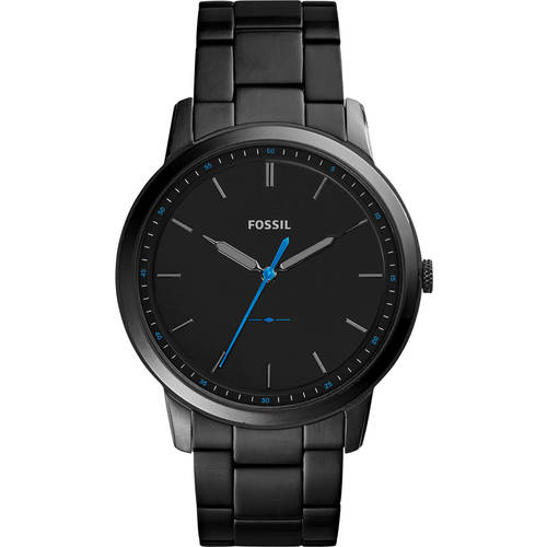 Reloj minimalista de acero inoxidable con esfera negra para hombre de Fossil - Negro