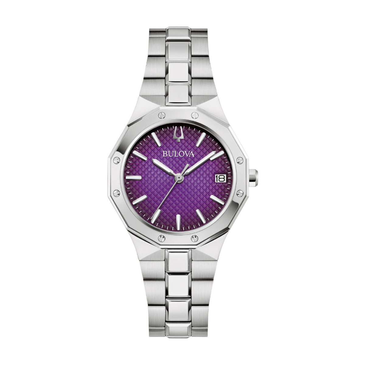 Bulova Prestige Classic Analog Women's 32mm Silver-Tone Bracelet Watch - Purple Dial