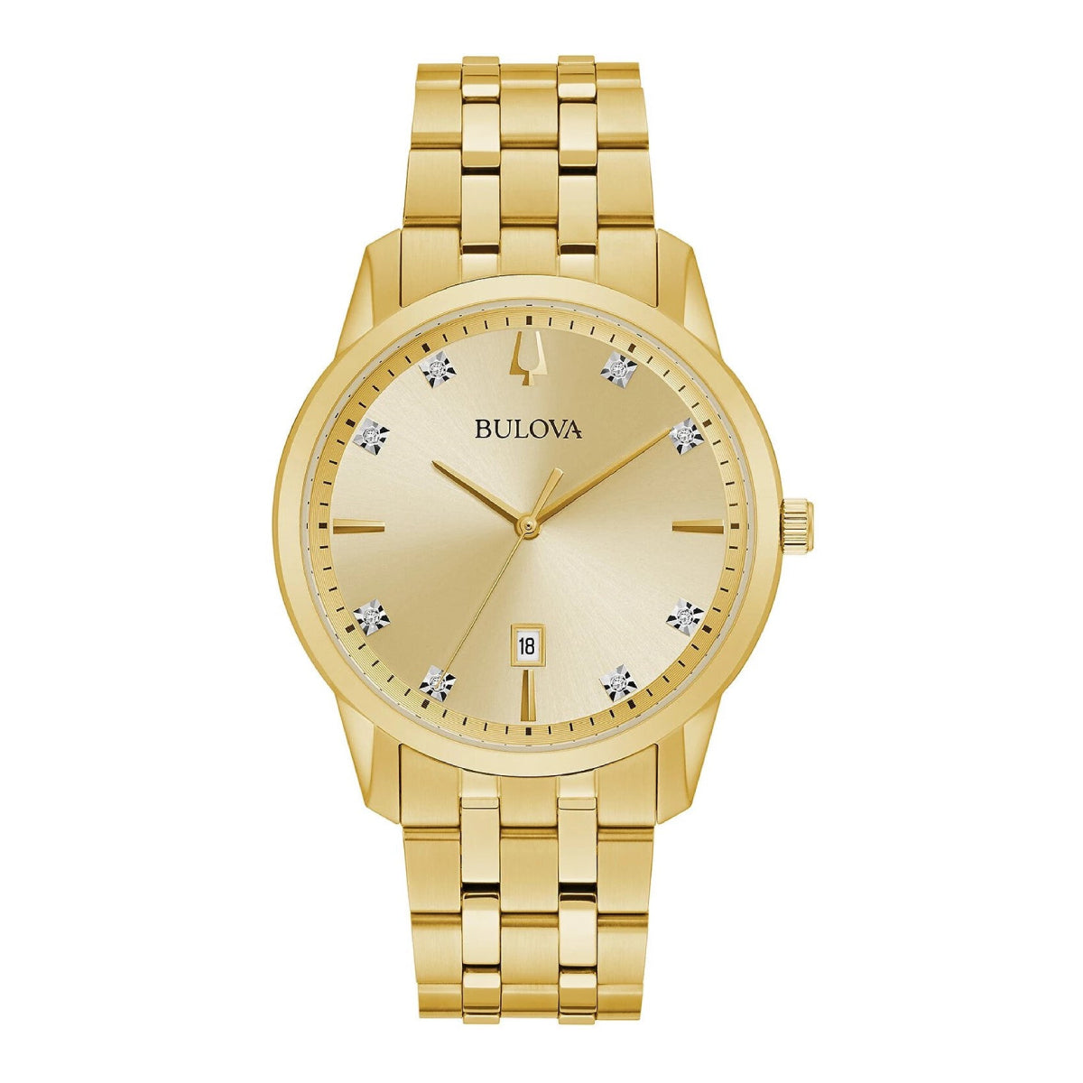 Reloj de pulsera de acero inoxidable Bulova Sutton Classic para hombre, 40 mm, dorado 