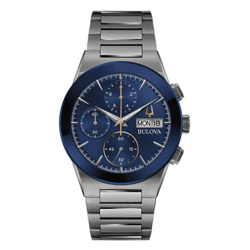 Reloj de pulsera de acero inoxidable de cuarzo Bulova Millennia Modern de 41 mm para hombre, esfera azul