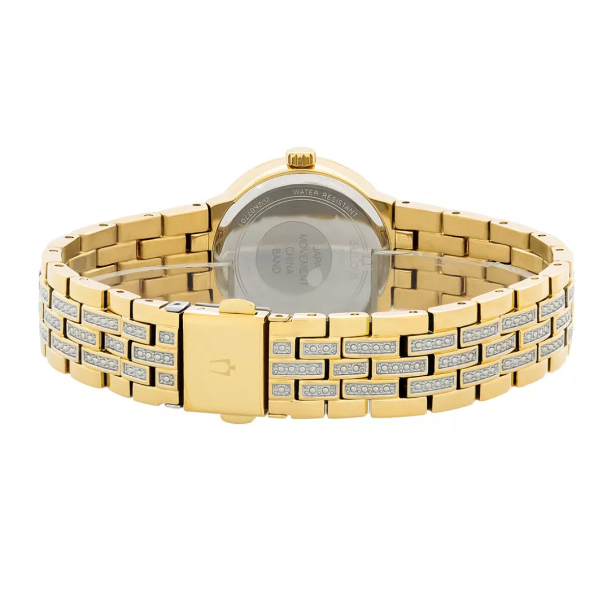 Bulova Crystal Women's 28.5 mm Analog Watch with Cross Pendant Chain Set - Gold