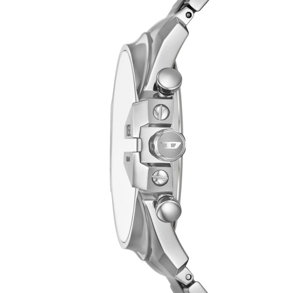 Diesel Mega Chief Men's 48mm Silver Bracelet Watch - White/Black Dial