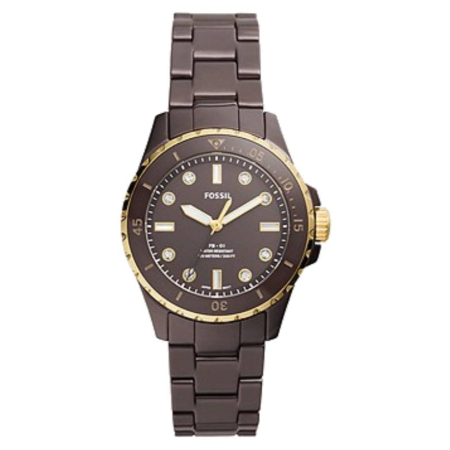 Fossil Women's 36mm Quartz Watch with Mineral Crystal Brown