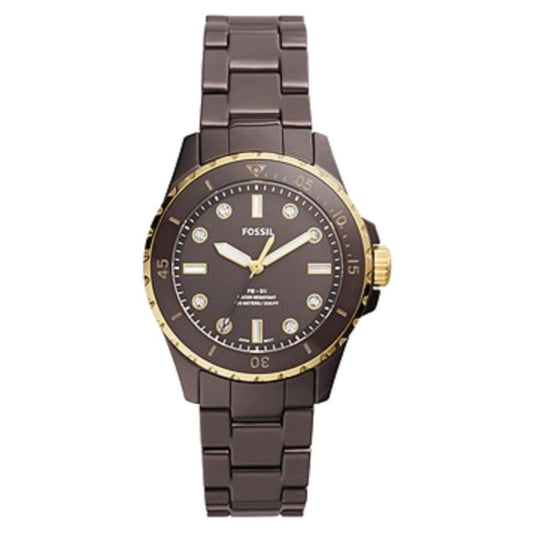 Fossil Women's 36mm Quartz Watch with Mineral Crystal Brown
