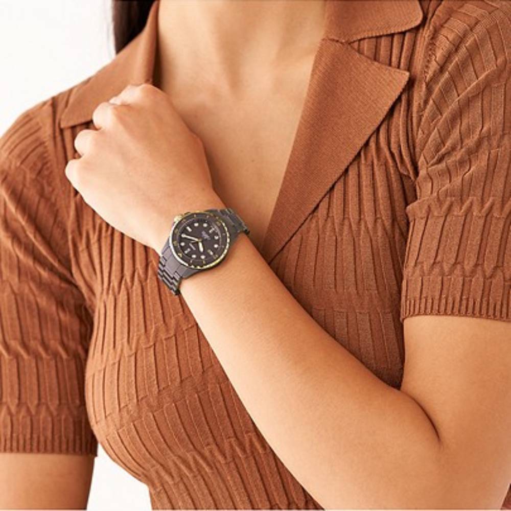 Fossil Women's 36mm Quartz Watch with Mineral Crystal Brown