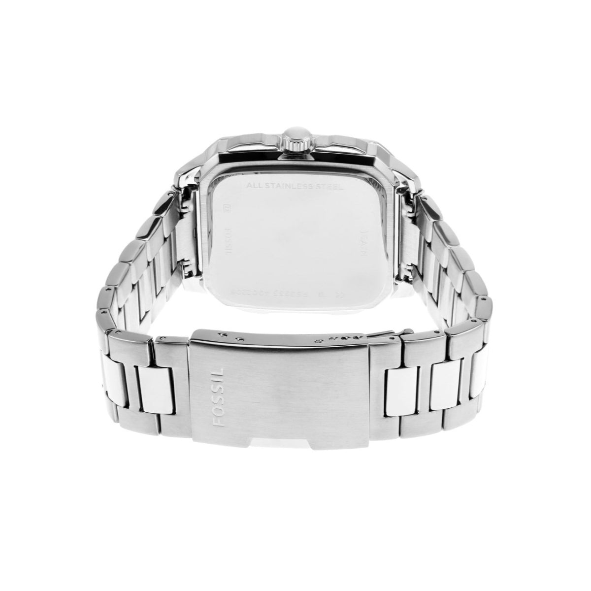 Reloj Fossil Inscription para hombre, de acero inoxidable, con tres manecillas y pulsera plateada de 42 mm, esfera negra 