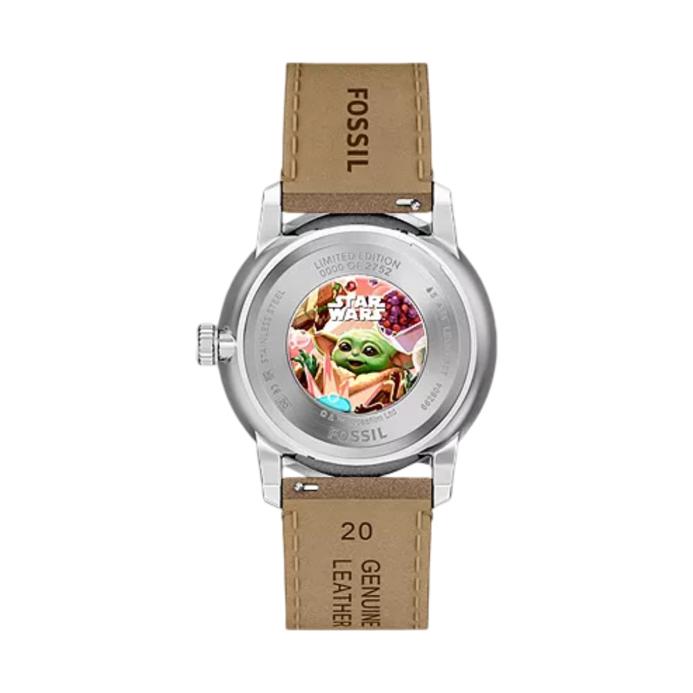 Fossil Men's Limited Edition Star Wars Grogu Neutra 38mm Brown Strap Watch Set - Green Dial