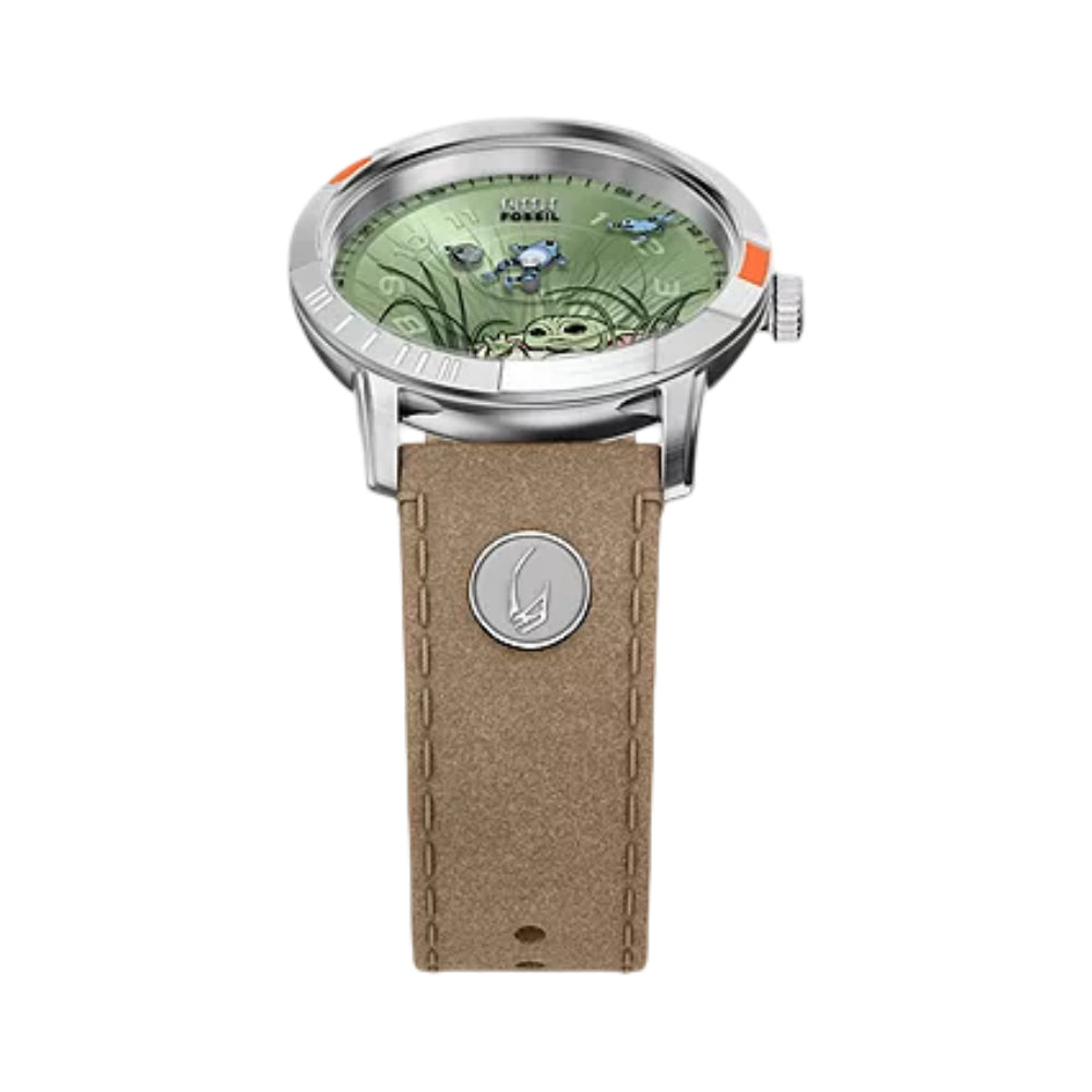 Fossil Men's Limited Edition Star Wars Grogu Neutra 38mm Brown Strap Watch Set - Green Dial