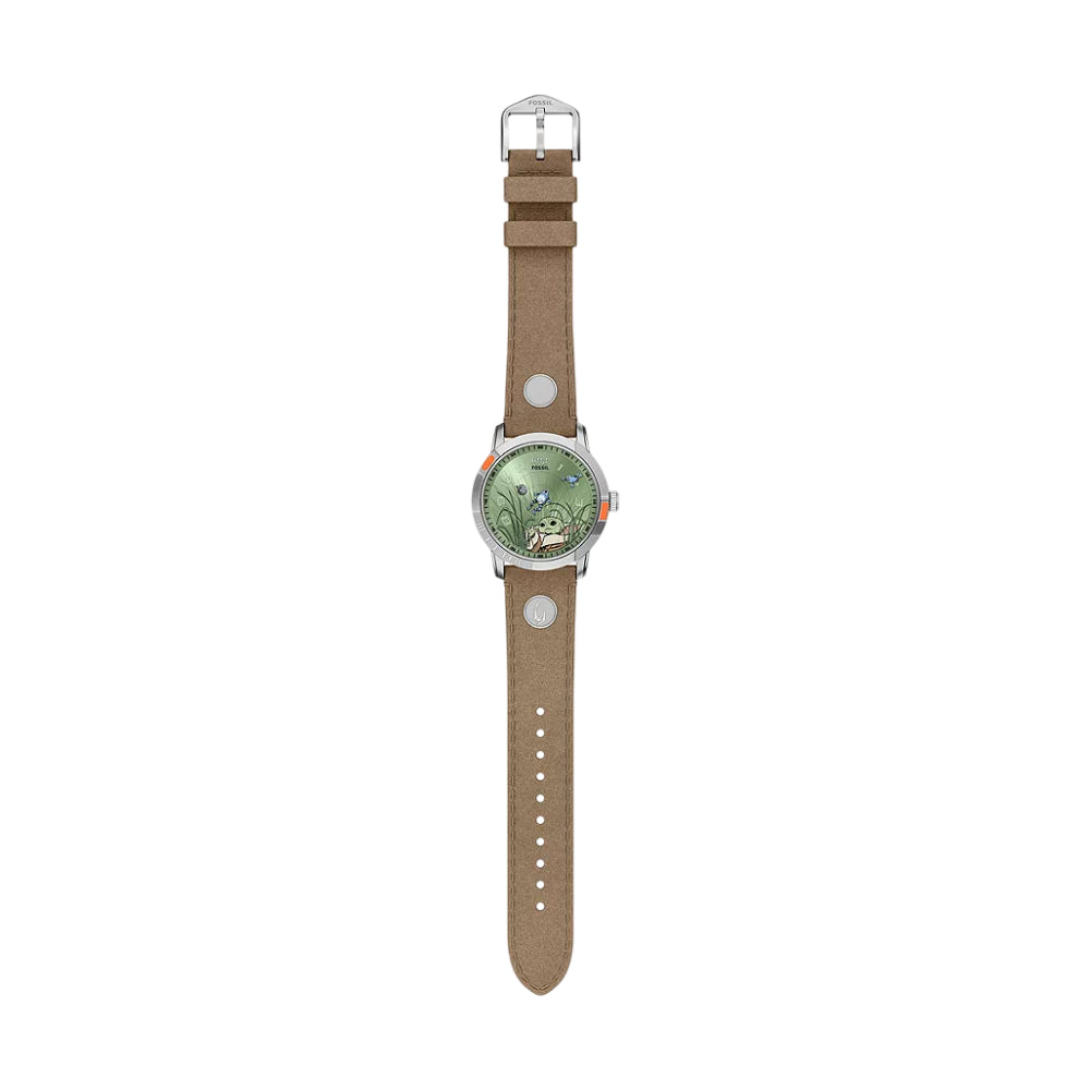 Fossil Men's Limited Edition Star Wars Grogu Neutra 38mm Brown Strap Watch Set - Green Dial