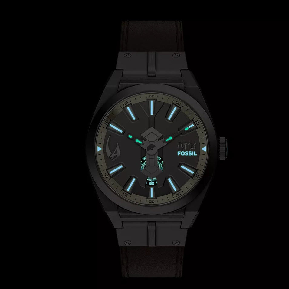 Fossil Men's Limited Edition Star Wars Mandalorian Everett 42mm Brown Strap Watch Set - Gray Dial