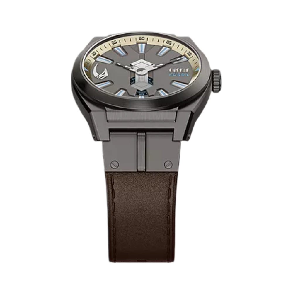 Fossil Men's Limited Edition Star Wars Mandalorian Everett 42mm Brown Strap Watch Set - Gray Dial