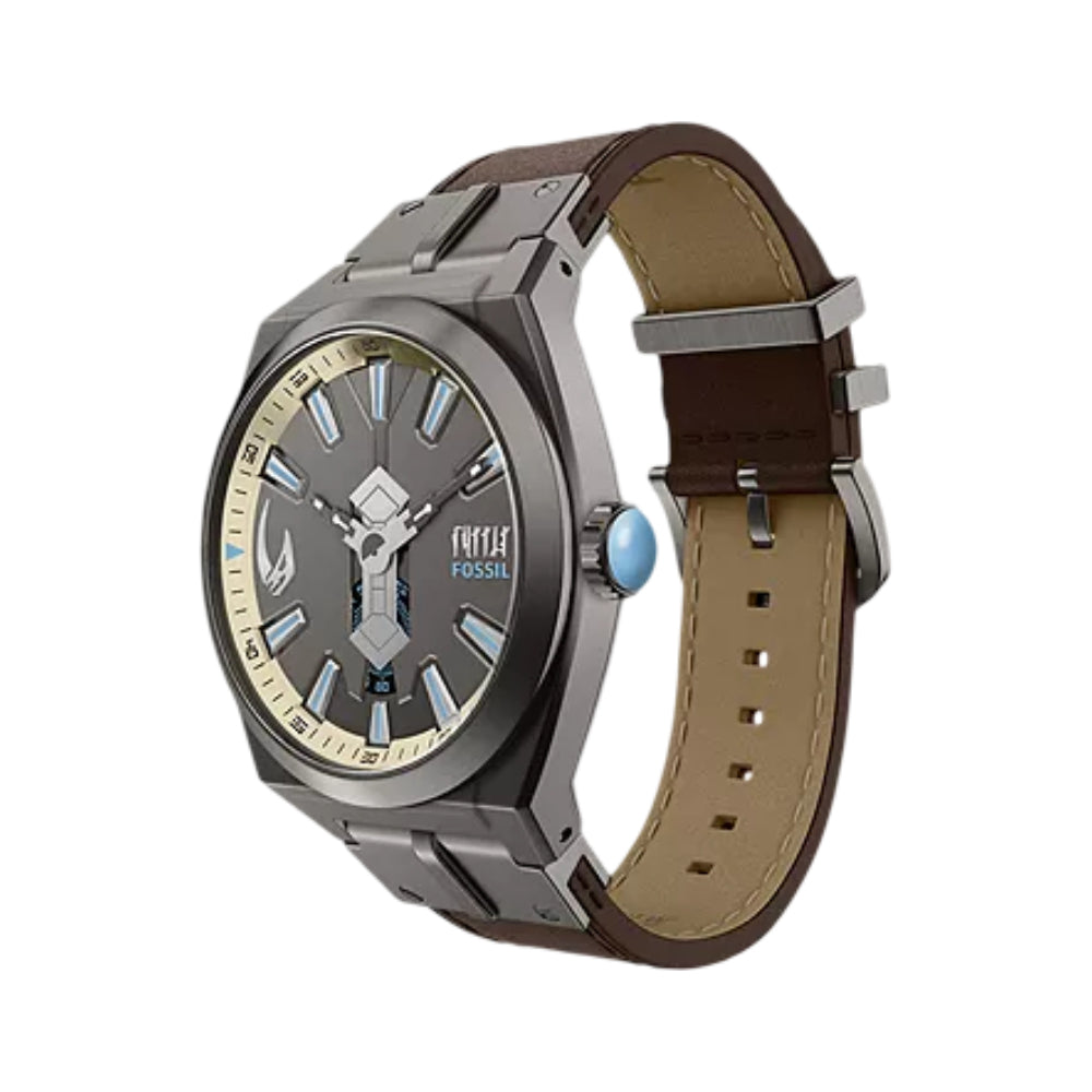 Fossil Men's Limited Edition Star Wars Mandalorian Everett 42mm Brown Strap Watch Set - Gray Dial
