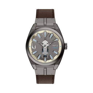 Fossil Men's Limited Edition Star Wars Mandalorian Everett 42mm Brown Strap Watch Set - Gray Dial