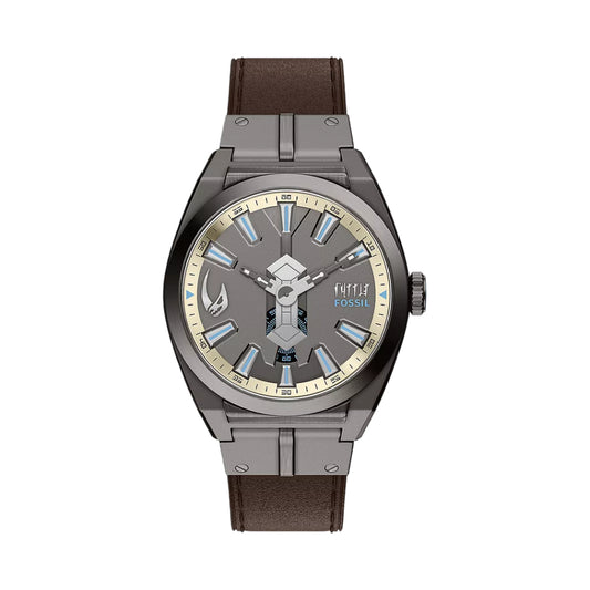 Fossil Men's Limited Edition Star Wars Mandalorian Everett 42mm Brown Strap Watch Set - Gray Dial