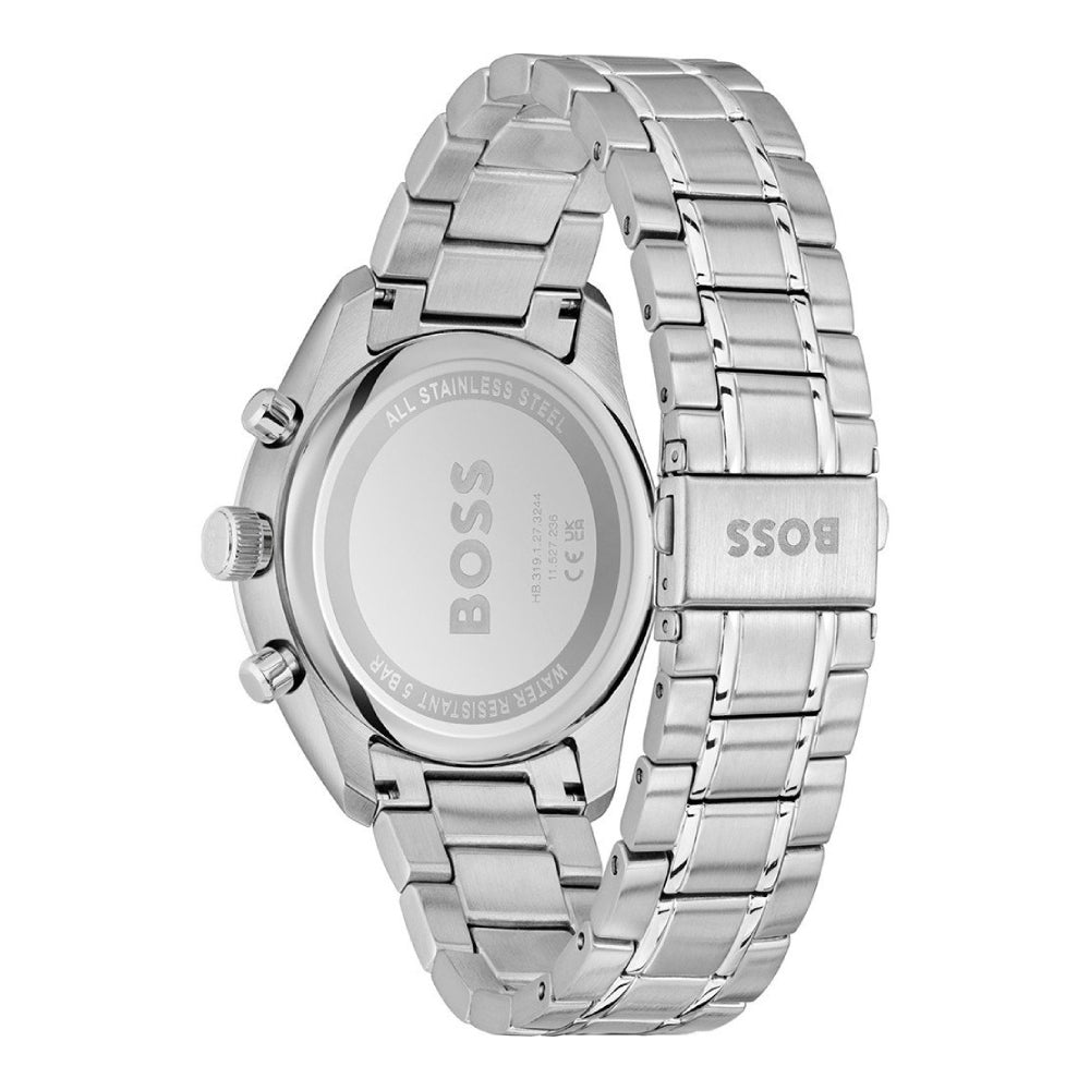 Hugo Boss Grand Prix 44mm Silver Bracelet Watch - Blue Dial