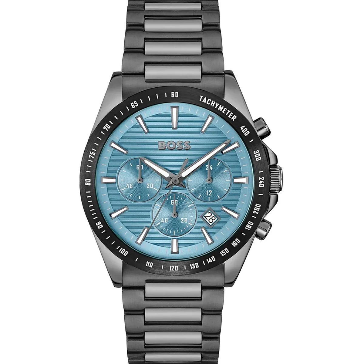 Hugo Boss Strike Men's 41mm Gray Bracelet Watch - Light Blue Dial