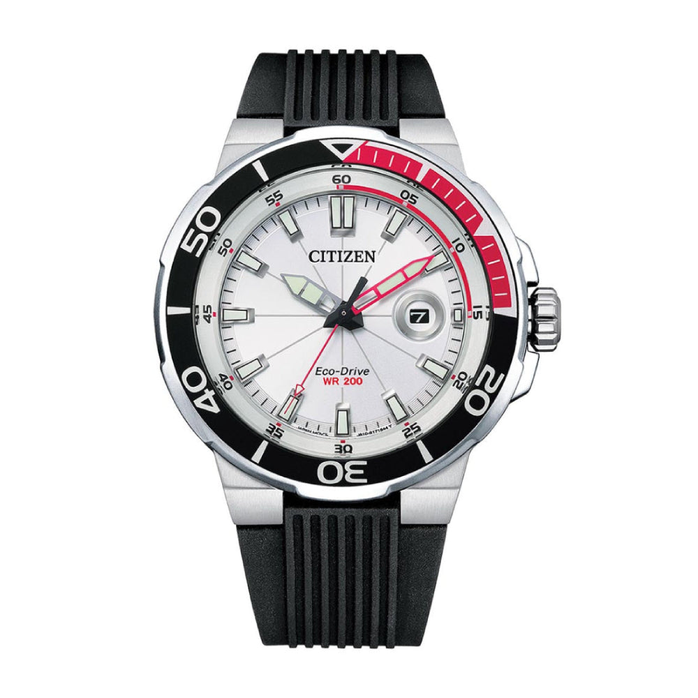 Citizen Eco-Drive Men 47mm Black Strap Watch - White Dial