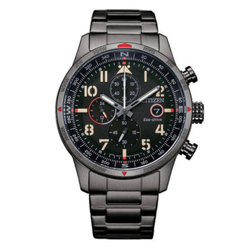 Reloj Citizen Eco-Drive de 43 mm con pulsera gris para hombre, esfera negra