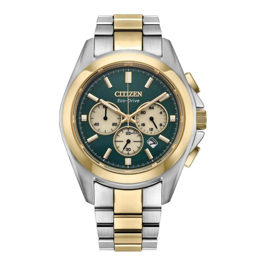 Citizen Eco-Drive Sport Luxury Men's 40.5mm Two-Tone Analog Bracelet Watch - Green Dial