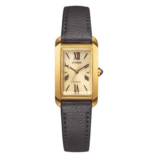 Citizen L Women's 32.4mm Gray Strap Watch - Gold Dial