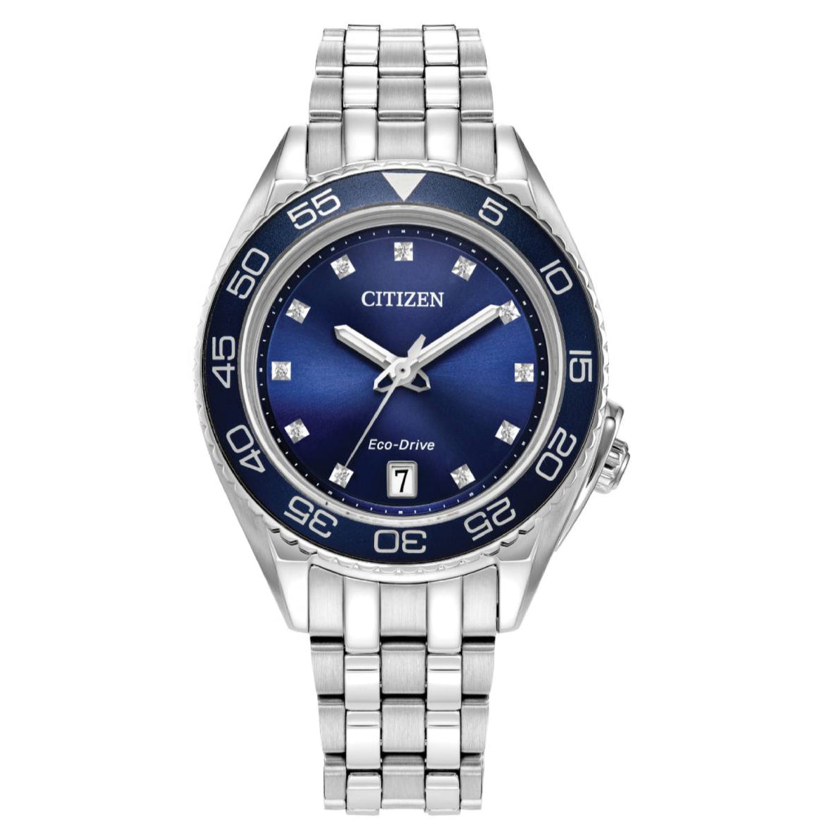 Reloj Citizen Carson Eco Drive Ring de acero inoxidable con esfera azul de 35 mm para mujer