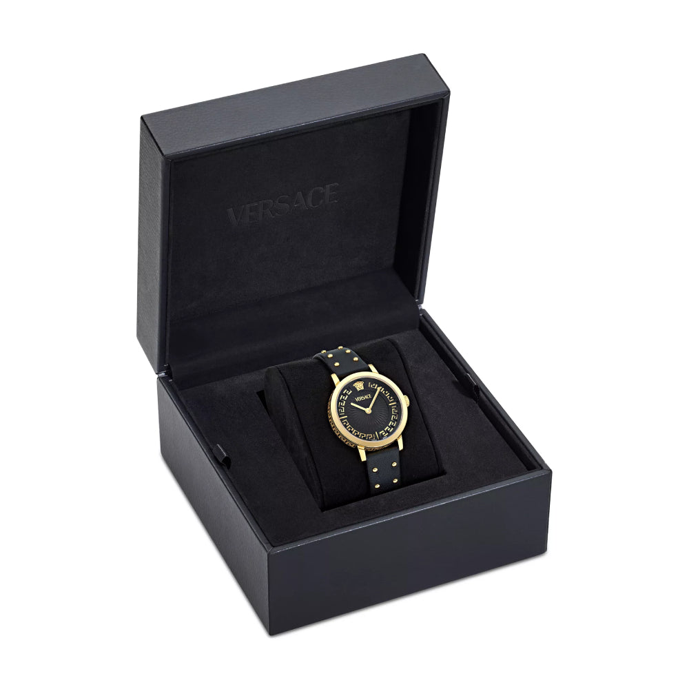 Versace Greca Fortuna Women's 35mm Strap Watch - Black