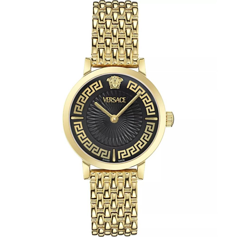 Versace Greca Fortuna Women's 35mm Gold Bracelet Watch - Black Dial