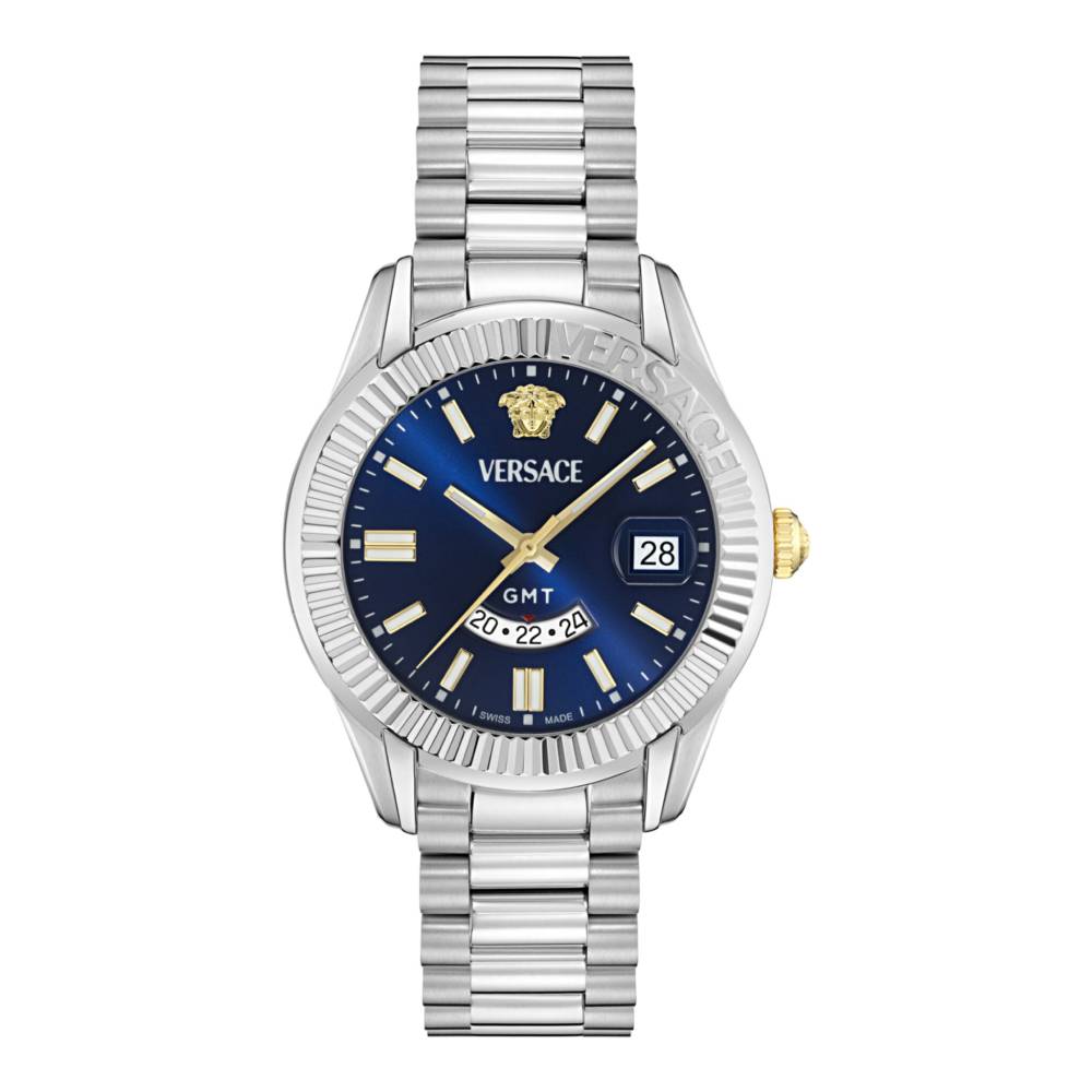 Versace Apodis Men's 41 mm Silver Bracelet Watch - Blue