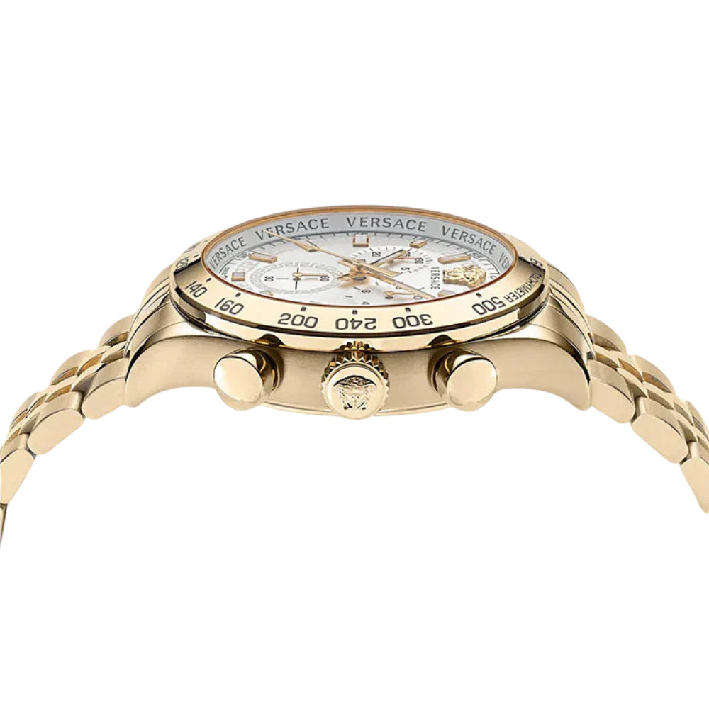 Versace Hellenyium Men's 44mm Gold Bracelet Watch - White Dial