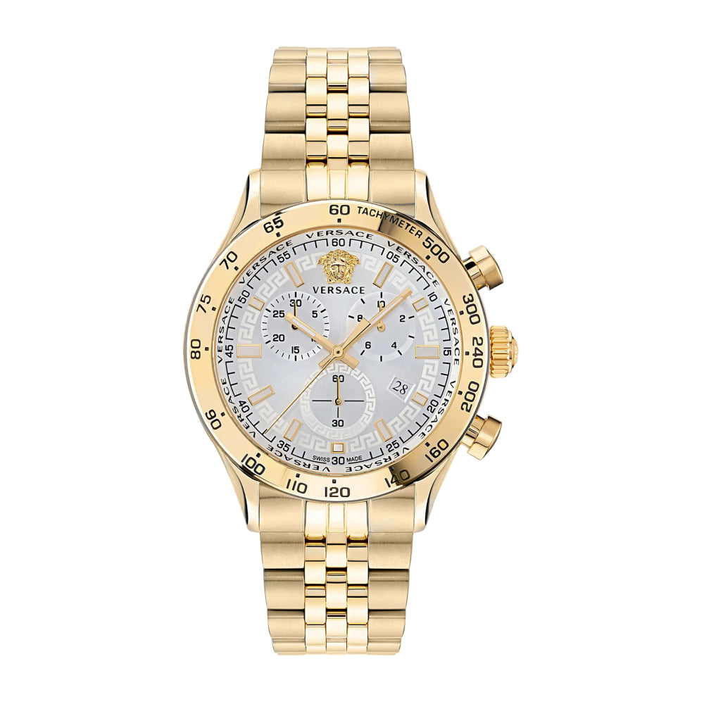 Versace Hellenyium Men's 44mm Gold Bracelet Watch - White Dial