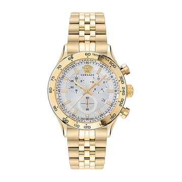 Versace Hellenyium Men's 44mm Gold Bracelet Watch - White Dial