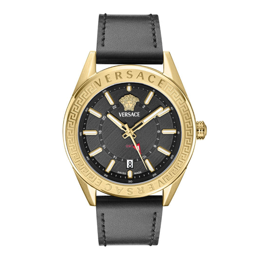 Versace V-Code GMT Men's 42mm Strap Watch - Black