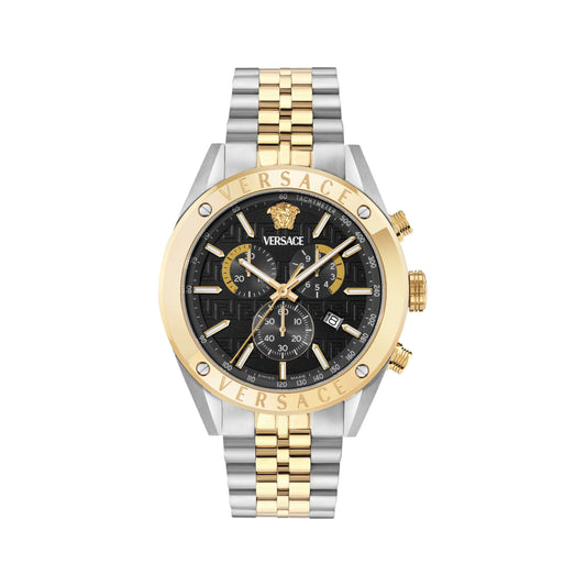 Versace Athletics Men's 44mm Two-Tone Bracelet Watch - Black Dial