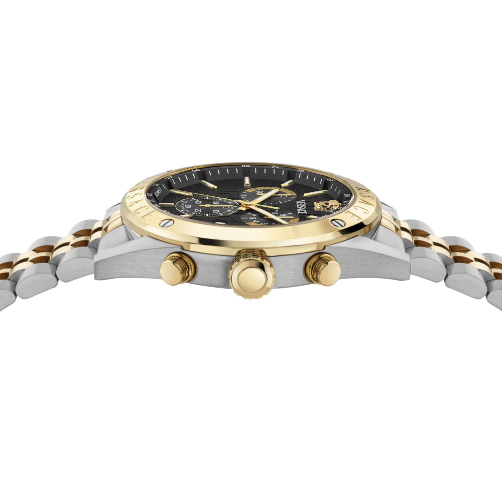 Versace Athletics Men's 44mm Two-Tone Bracelet Watch - Black Dial