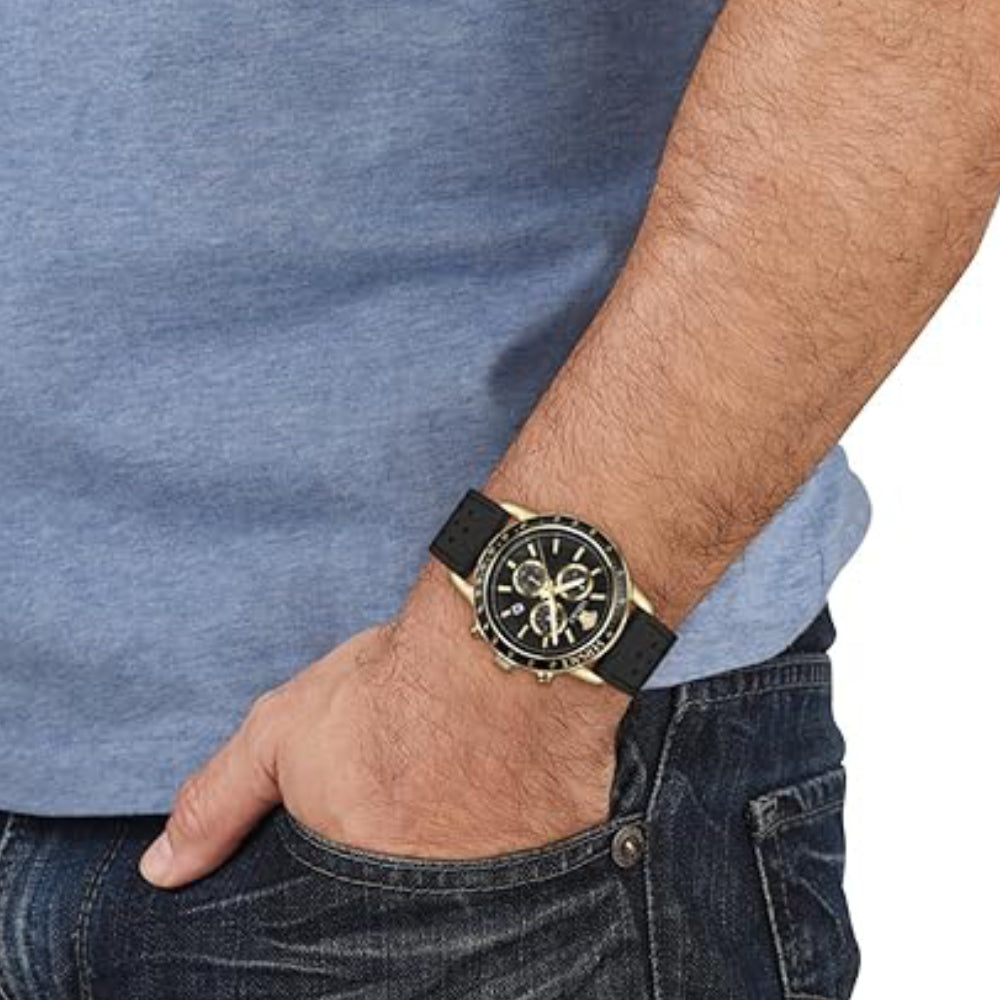 Versace Men's 44mm Strap Watch - Black Dial